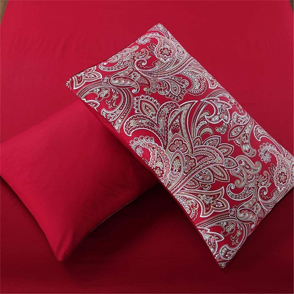 Farmhouse Bedding Paisley Duvet Cover Cal.King Size Set Bohemian Damask Medallion Egyptian Cotton Sateen