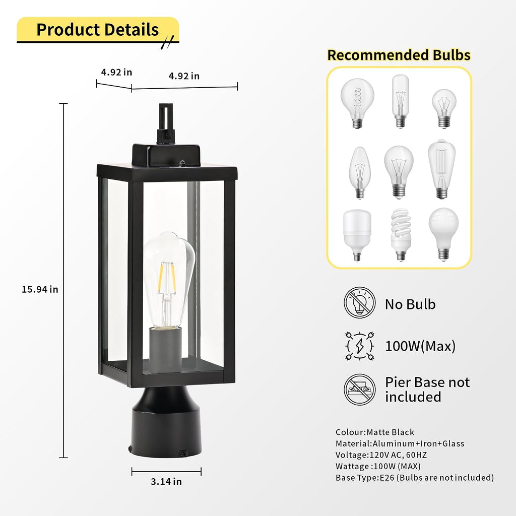 Outdoor Post Light Anti-Rust Lamp Post Lights Fixture Waterproof Exterior Lighting Lamp Post Outdoor Pole Light for