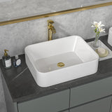 Sarlai Vessel Sink Rectangular - 19"x15" White Bathroom Sink Rectangle Above Counter Porcelain Ceramic Bathroom Vessel