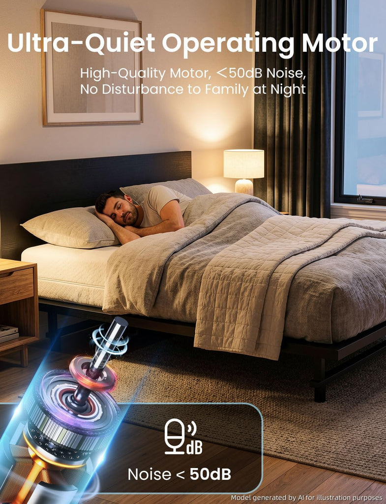 King Size Adjustable Bed Frame with Wireless Remote, Black-B