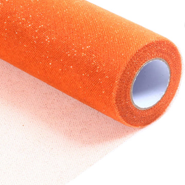 Sparkling Tulle Rolls, 15" by 30 Yards(Orange)