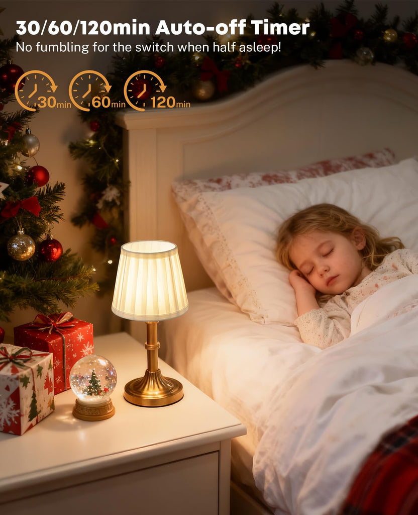 Cordless Table Lamp, 8000mAh Small Table Lamp with Remote Control, Rechargeable Battery Powered Light with Fabric