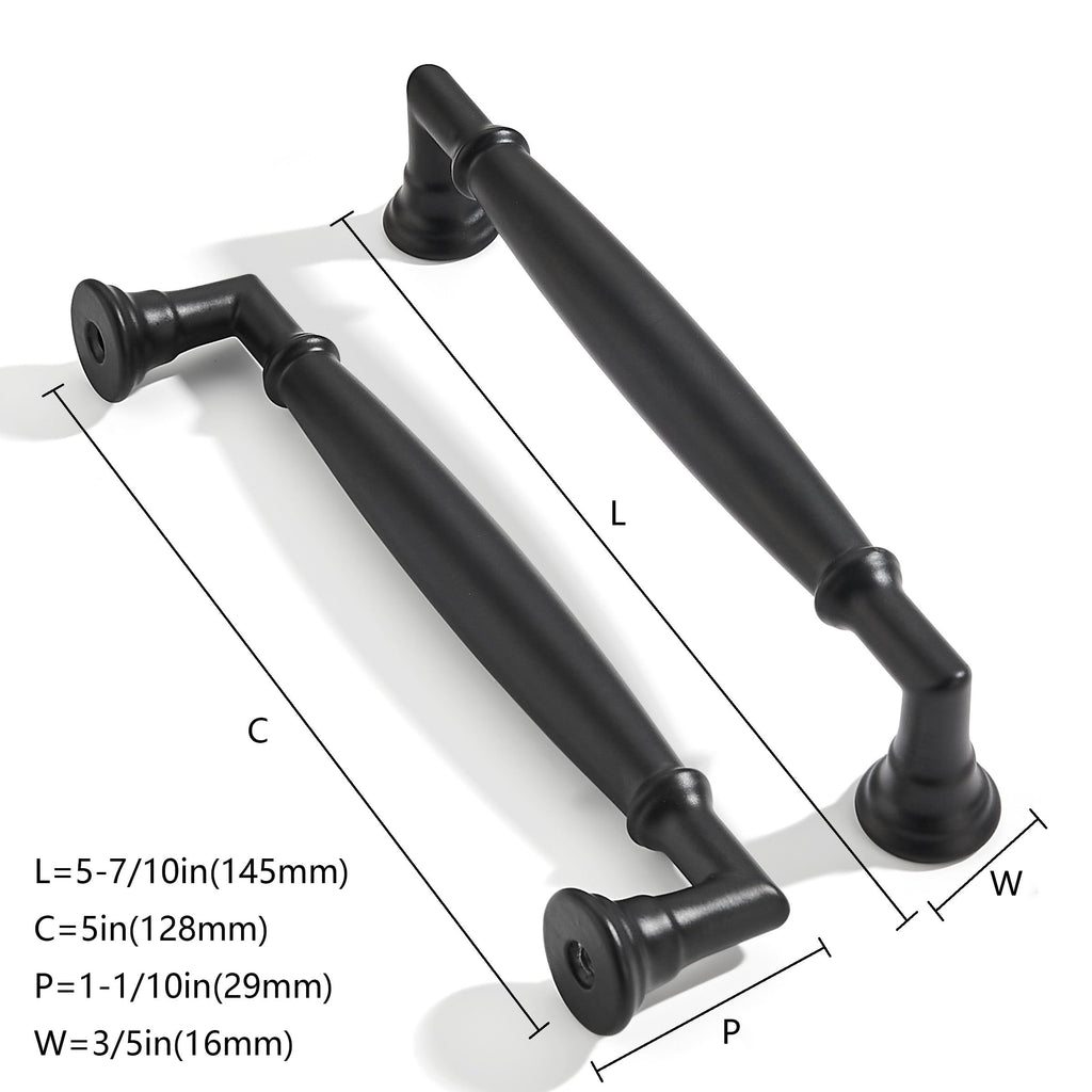 2 Pack 5 Inch Hole Center Matte Black Cabinet pulls Solid Heavy Duty Cabinet Pull Cabinet Handles Kitchen Cabinet
