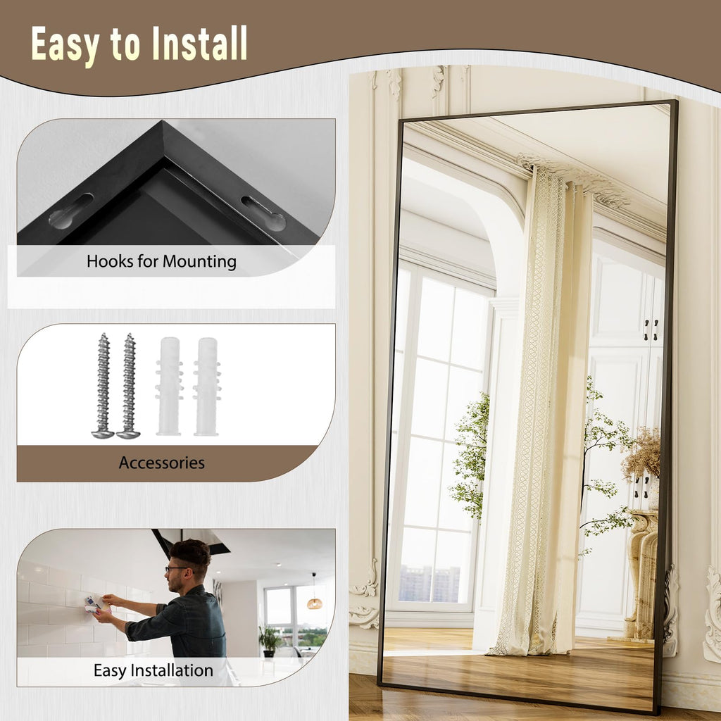 77" x 38" Oversized Full Length Mirror, Large Floor Mirror