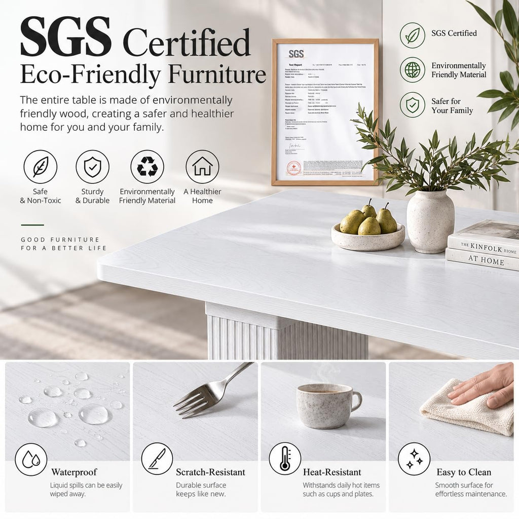 63-78" Modern Farmhouse Extendable Dining Table for 4 6 8, White