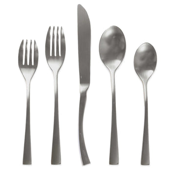 Curve Collection Flatware Set (20 Piece), Service for 4, Matte Silver