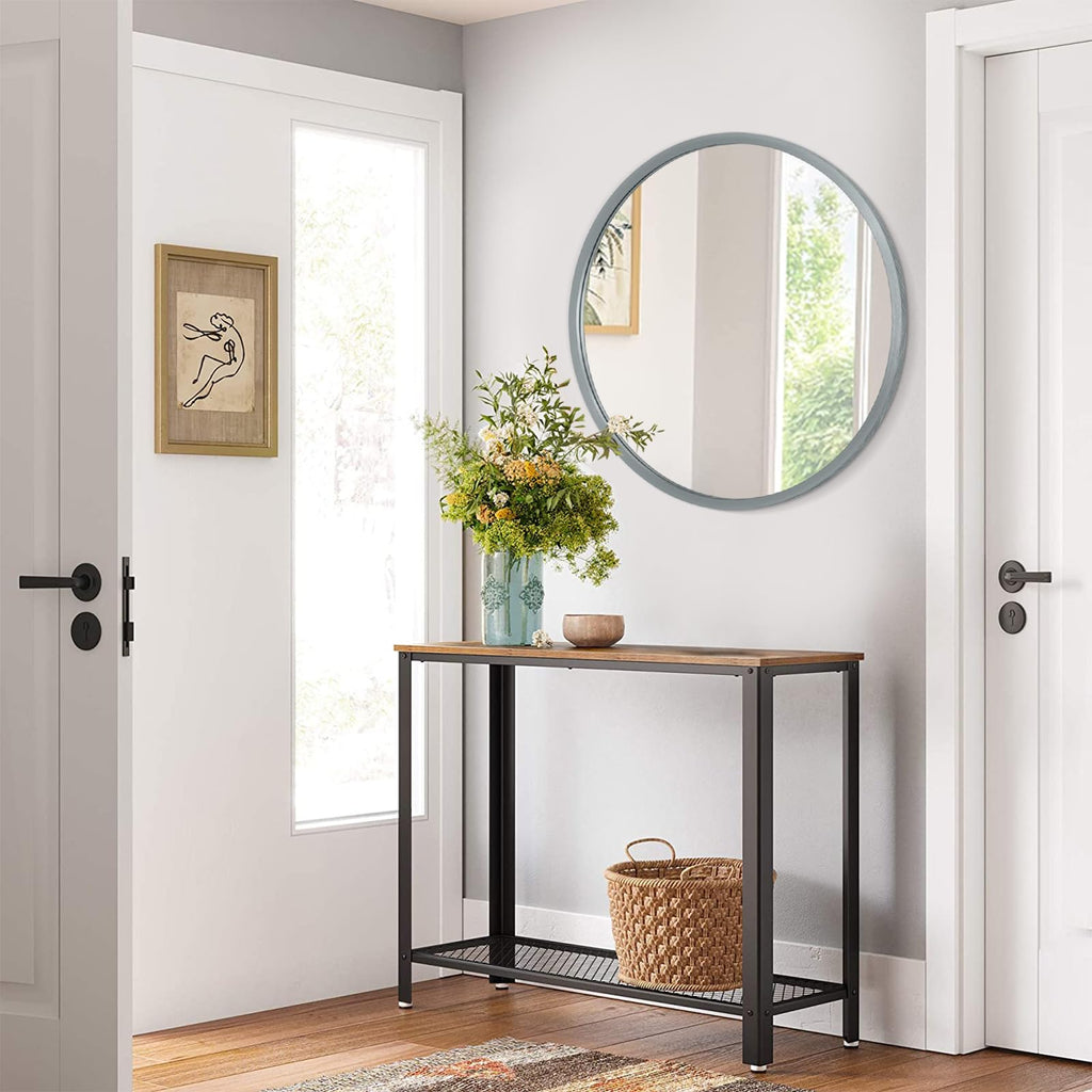AOAOPQMirror for Wall Metal Framed Round Mirrors Matte 24 inch Deep Grey Large Aluminum Tempered Glass Modern for