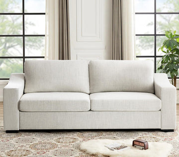 Oversized 85" Couches, Natural Linen Fabric Apartment Couch with Detachable Cover, Modern Loveseat Comfortable Deep