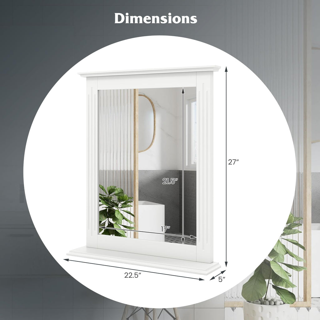 Wall Mounted Bathroom Mirror with Built-in Storage Shelf
