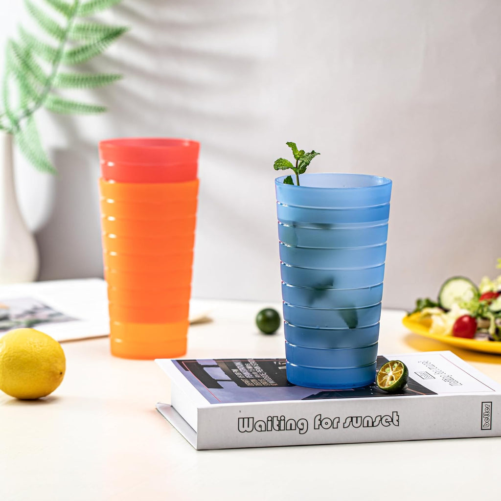 Mixed Drinkware 22-ounce Plastic Tumblers/Drinking Glasses/Party Cups/Iced Tea Glasses, Set of 12 Multicolor |