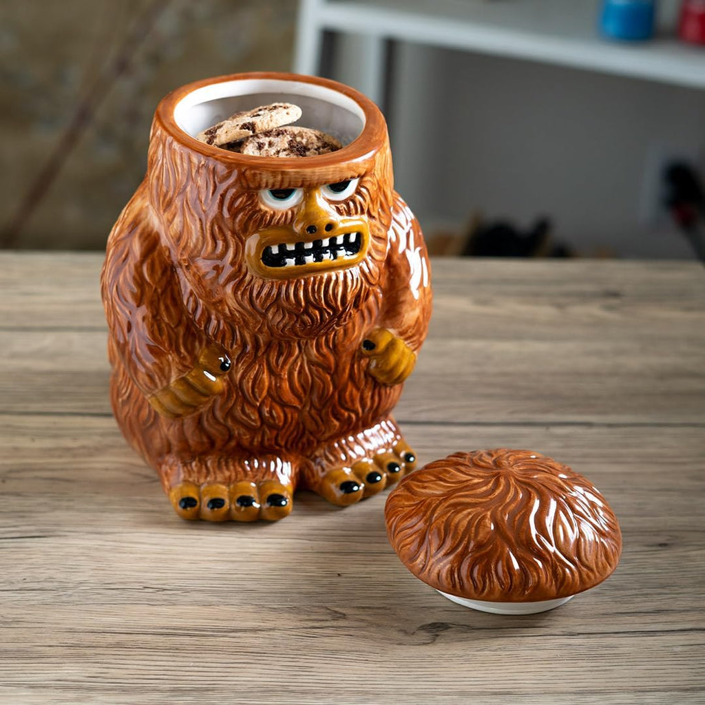 Legendary Bigfoot Sasquatch Ceramic Cookie Jar Fun Mythical Creature Kitchen Storage Container Cryptid Themed Home