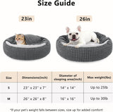 Small Dog Bed with Attached Blanket, Cozy Donut Cuddler Anti-Anxiety Hooded Pet Beds Calming Cave Bed. Orthopedic