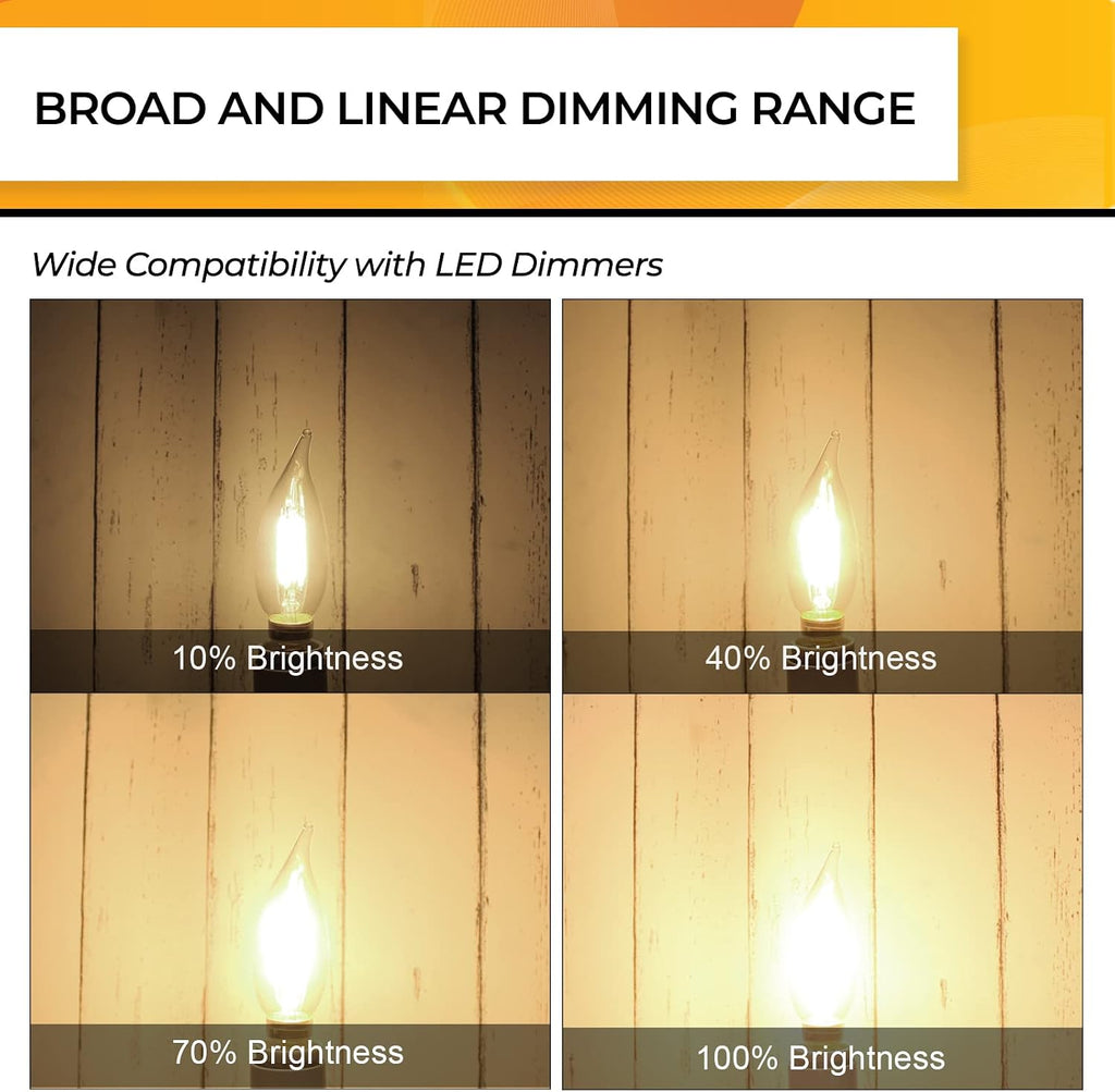 Candelabra Light Bulbs 25W Eq, Dimmable 2700K, E12 LED Bulb, 12 PCS