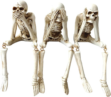 Halloween Skeleton Statues, Halloween Resin Skeleton Decor - Set of 3