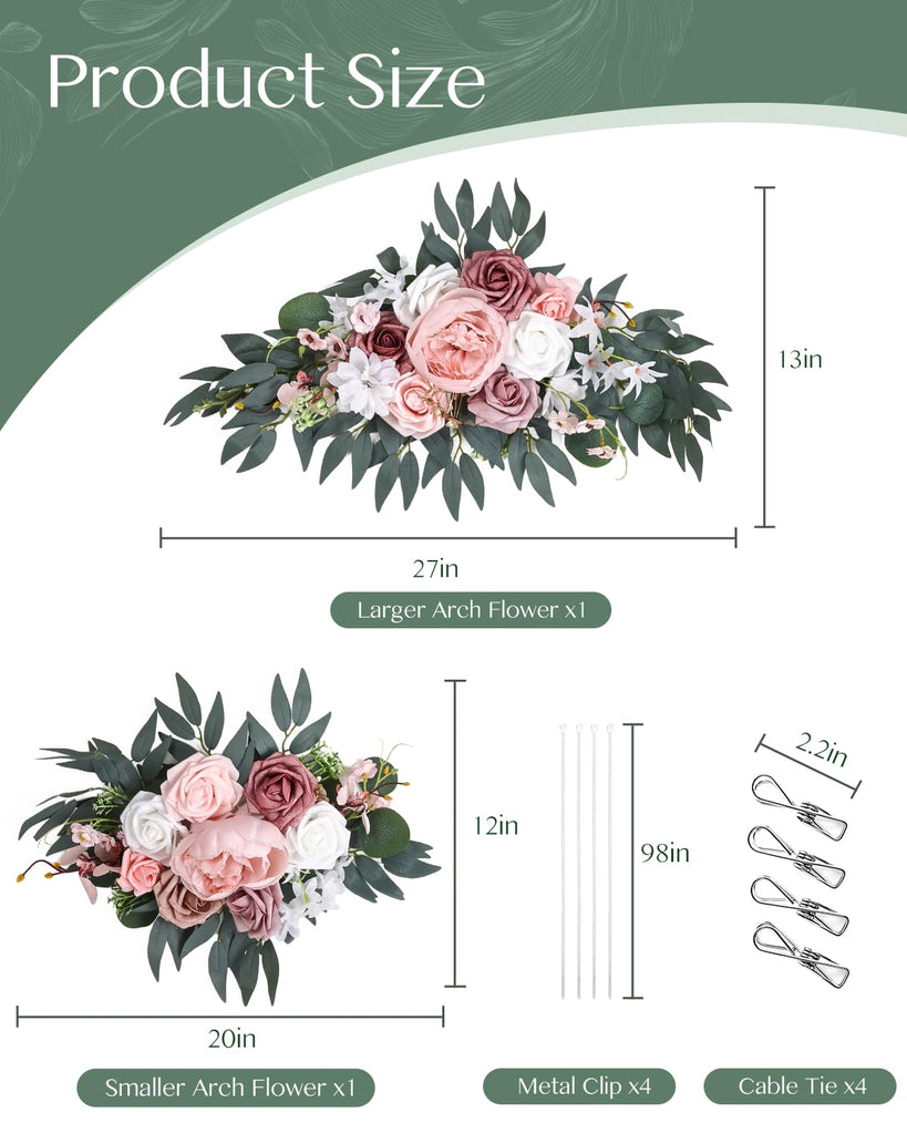 Arch Flowers Kit 2 Pack, Artificial Wedding Arch Decor, Silk Floral Swag