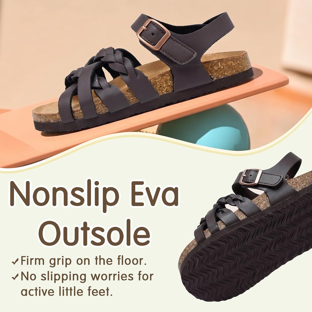 Girls Sandals Cork Footbed, Adjustable Straps Little/Big Kid