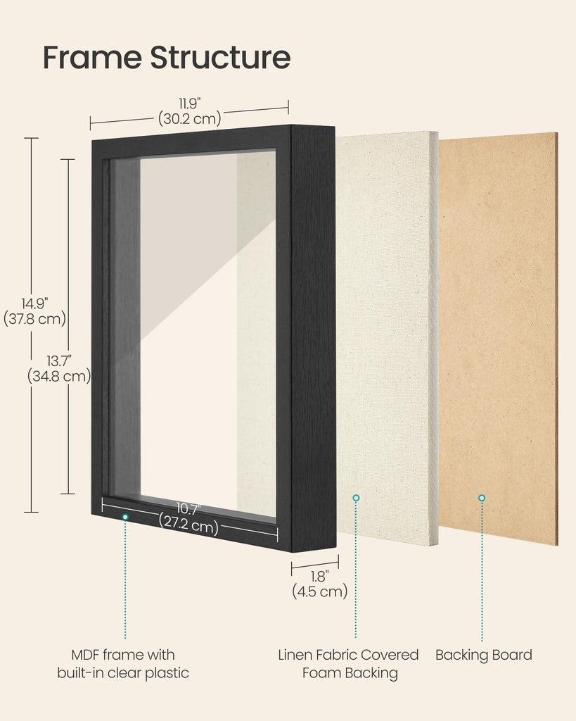 11x14 Shadow Box Frame, with Top Slot and PS Plastic Front