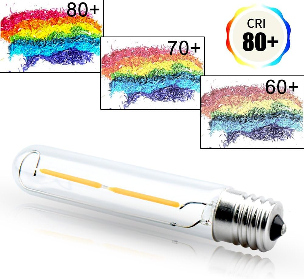 LED T6.5 Tubular Filament Bulb, 2W T6.5 LED Appliance Light Bulb E17 Intermediate Base, 20W Incandescent Equivalent