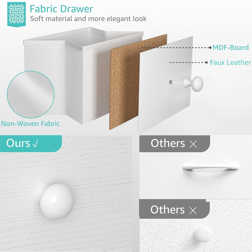 White Changing Table Dresser with 6 Drawers Baby Dresser with Changing Table Top Diaper Changing Station with Storage