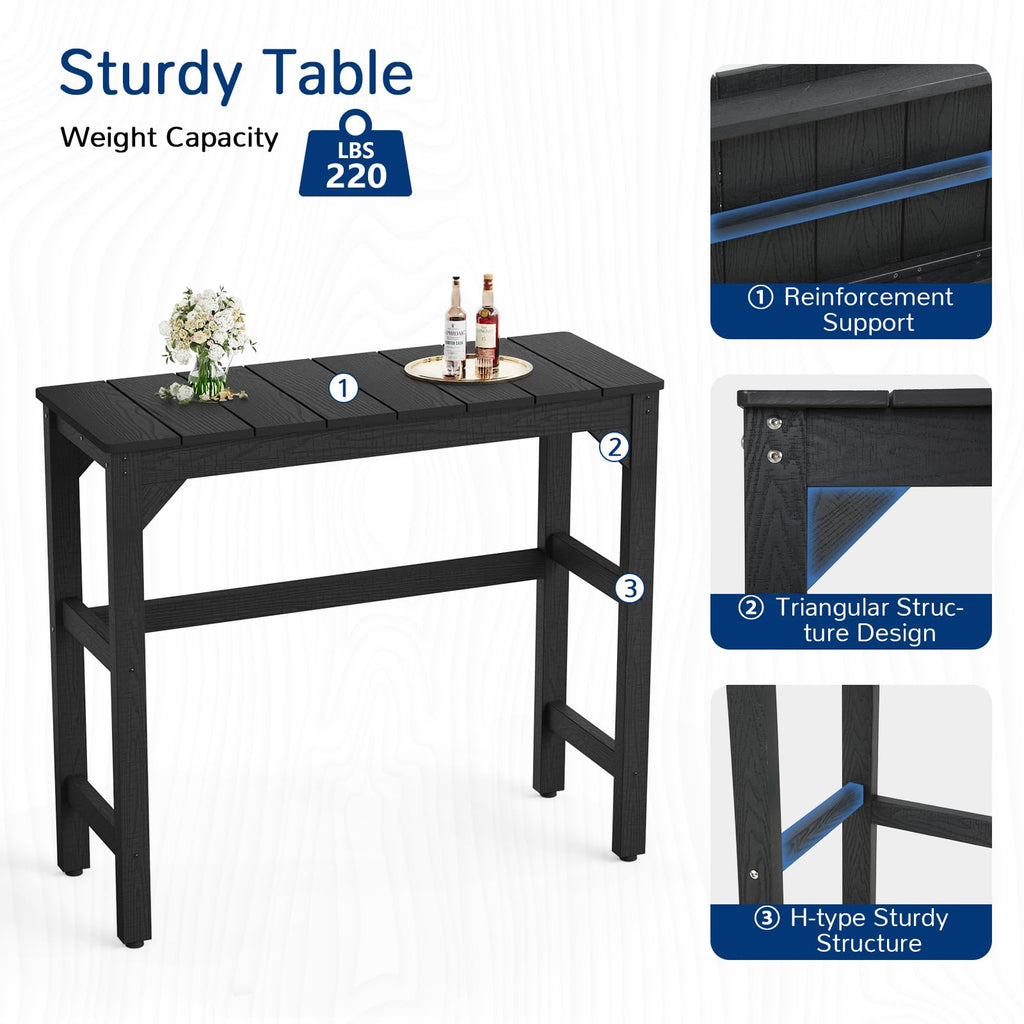Outdoor Bar Table, 42" Weatherproof Patio Bar Height Counter Table