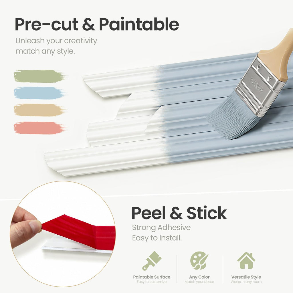 Peel and Stick Door Molding Pre-Cut Paintable Trim Kit 6 Sets