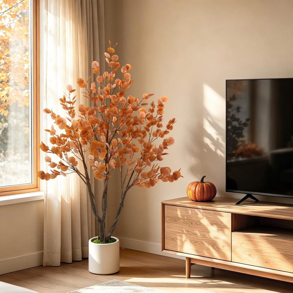 Artificial Fall Eucalyptus Tree 5FT, Indoor Outdoor Faux Tree