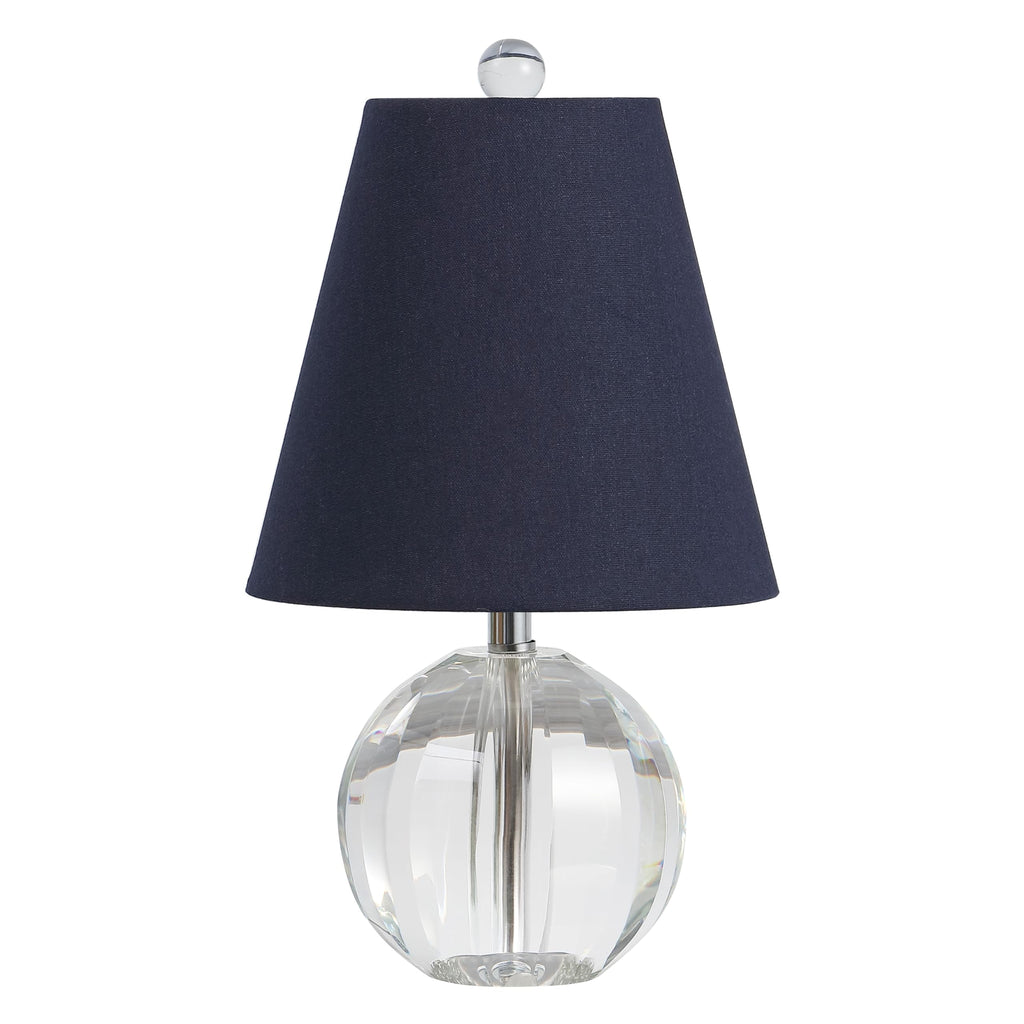 Goddard 16" Crystal Ball Orb Metal LED Table Lamp, Clear/Navy