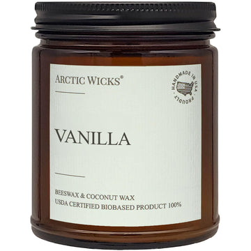Vanilla Fig Candle, 9oz Coconut Beeswax Amber Jar, Non-Toxic
