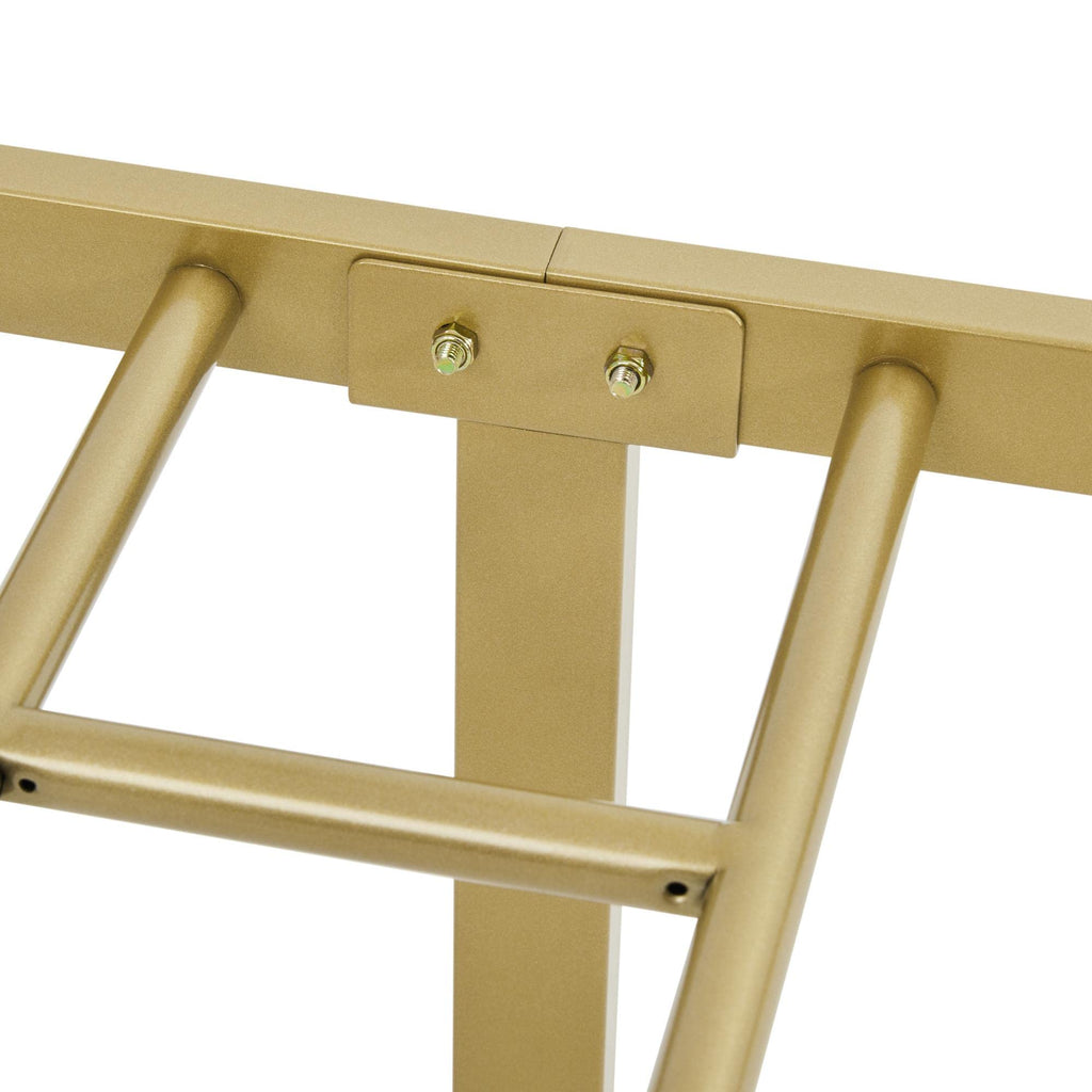 King Metal Bed Frame, Victorian Style Headboard, Antique Gold