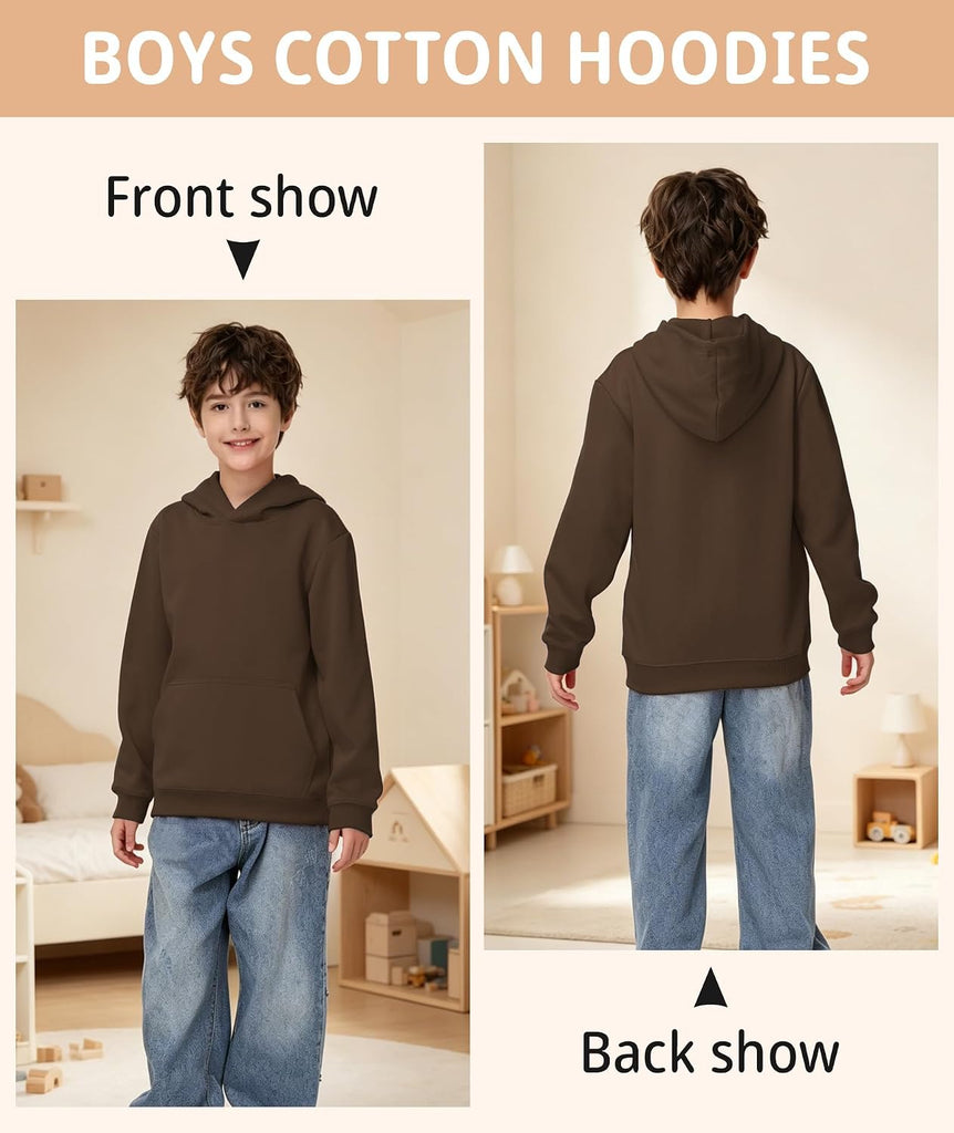 Boys Hoodies Cotton Pullover Hooded Sweatshirts Soft Long Sleeve with Pocket Kids Tops Clothes