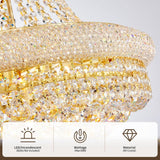 Large Gold Crystal Chandelier Light - Diameter 31.5", 3 Layers Ceiling Haning Chandeliers, Pendant Lighting for Living Room, Dining Room, Foyer A108-B0C61M9HYF