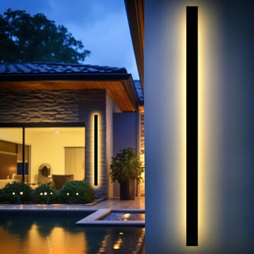 Outdoor Wall Light LED Long Wall Sconce 59.05in*1 Ip65 Waterproof Black Modern Outdoor Lights 3000k 45W Metal