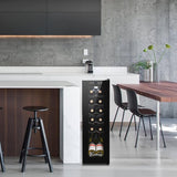 10''W Small Wine Fridge with Compressor, 12 Bottles Freestanding Wine Cooler Ref