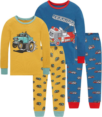 Bety Boys 4 Piece Cotton Pajamas Long Sleeve Toddlers Pjs 24M