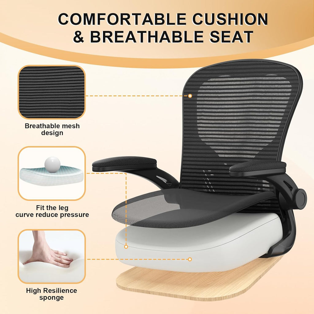 Ergonomic Desk Chairs 330LBS Capacity High Back Mesh Computer Chair with Flip-up Armrests, Comfy Work Chair with