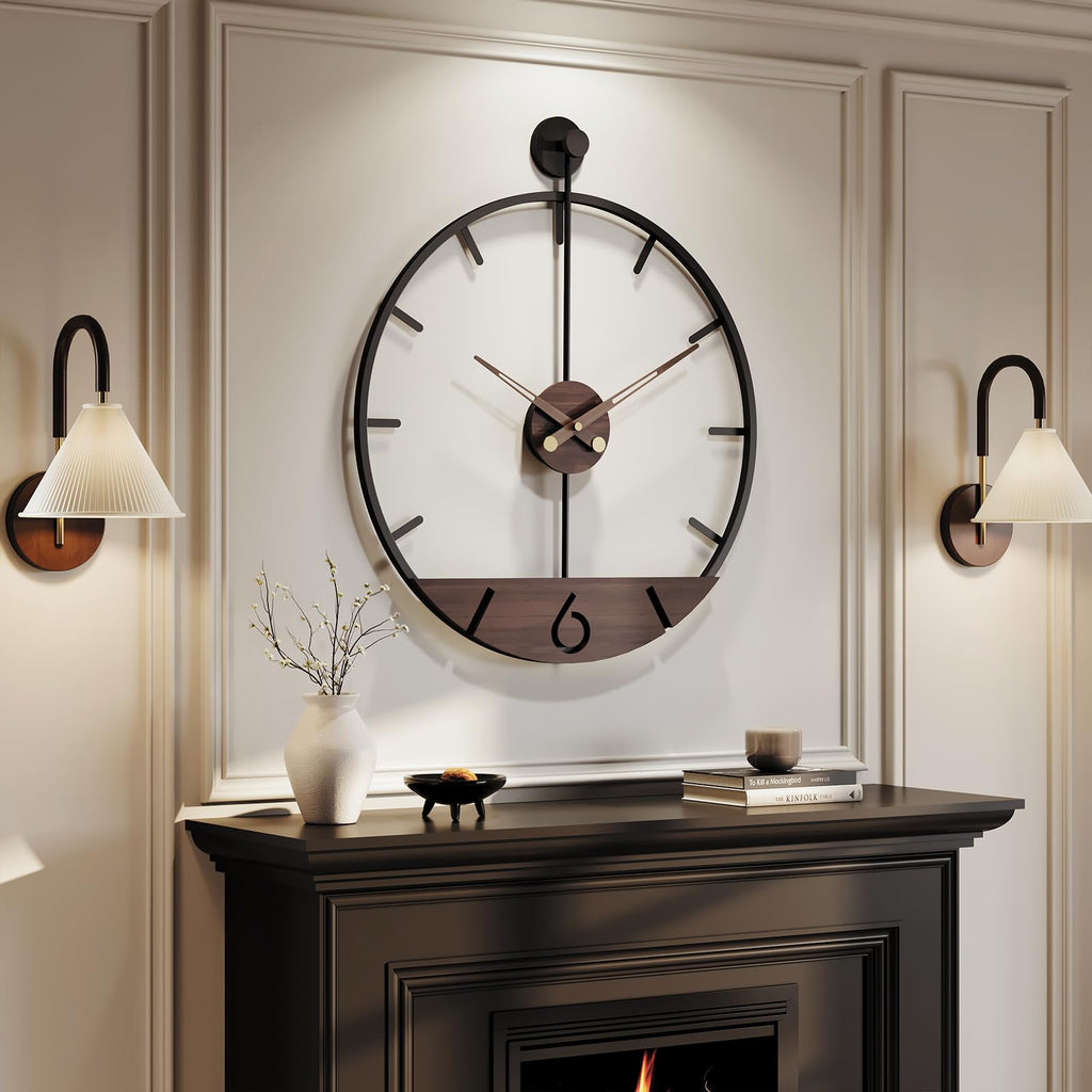 36 Inch Large Wall Clock Modern Walnut Clocks Decor