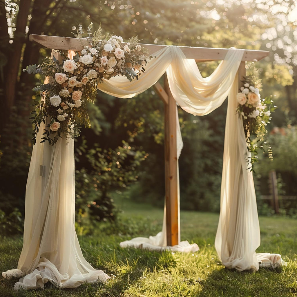 Wedding Arch Draping Fabric Backdrop Drapes 28.7" x 20FT, Champagne
