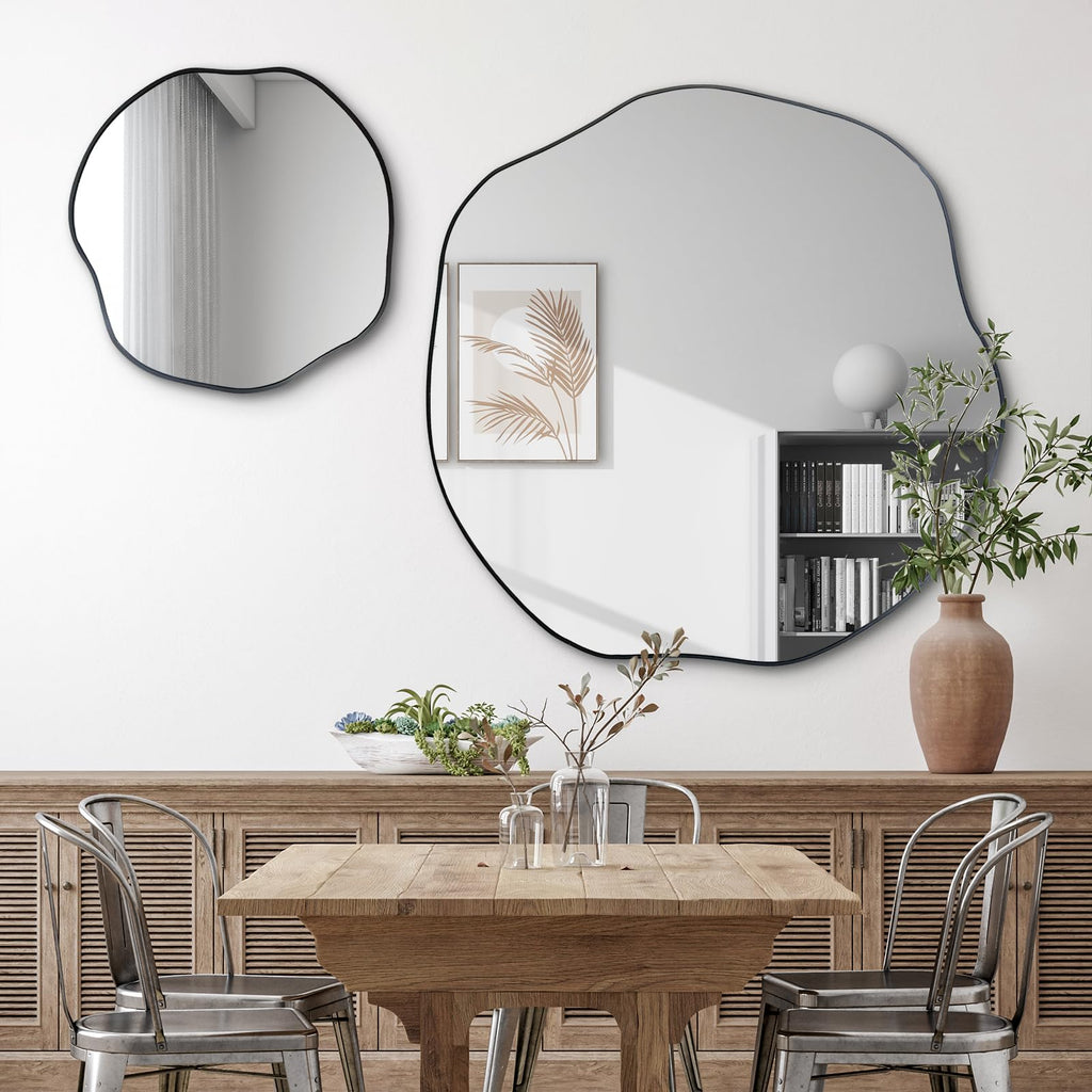 35" Scalloped Wall Mirror, Irregular Shaped Frameless Mirror