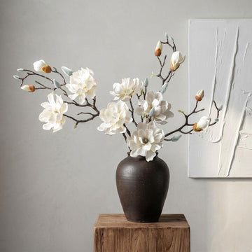 Artificial Magnolia Flowers 6PCS, 27.5" Faux Magnolia