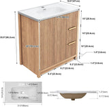 32" Bathroom Vanity with Sink, Free Standing Single Vanity Set with 2 Drawers & 2 Doors