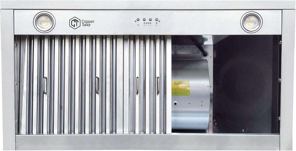 30 Inch Copper Wall Mount Range Hood 610 CFM LED Lights Dishwasher-Safe Baffle Filters