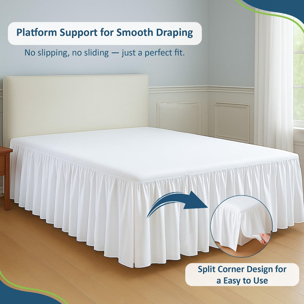 Ruffled Bed Skirt Twin, 18 Inch Drop Dust Ruffle with Split Corners, 100% Microfiber Bedskirt with Platform
