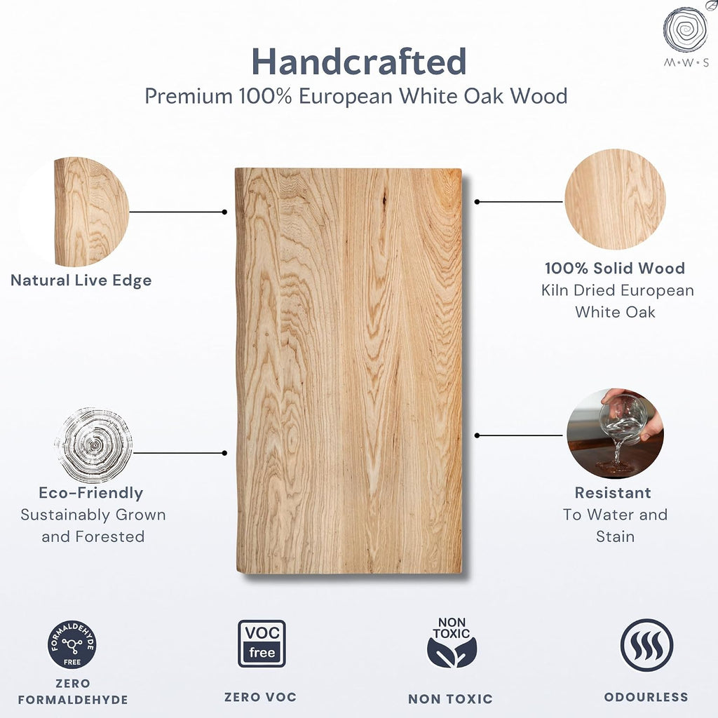 White Oak Solid Wood Standing Desk with Drawer, 60x27 | Live Edge Sit Stand Desk with Electric Adjustable Height Dual