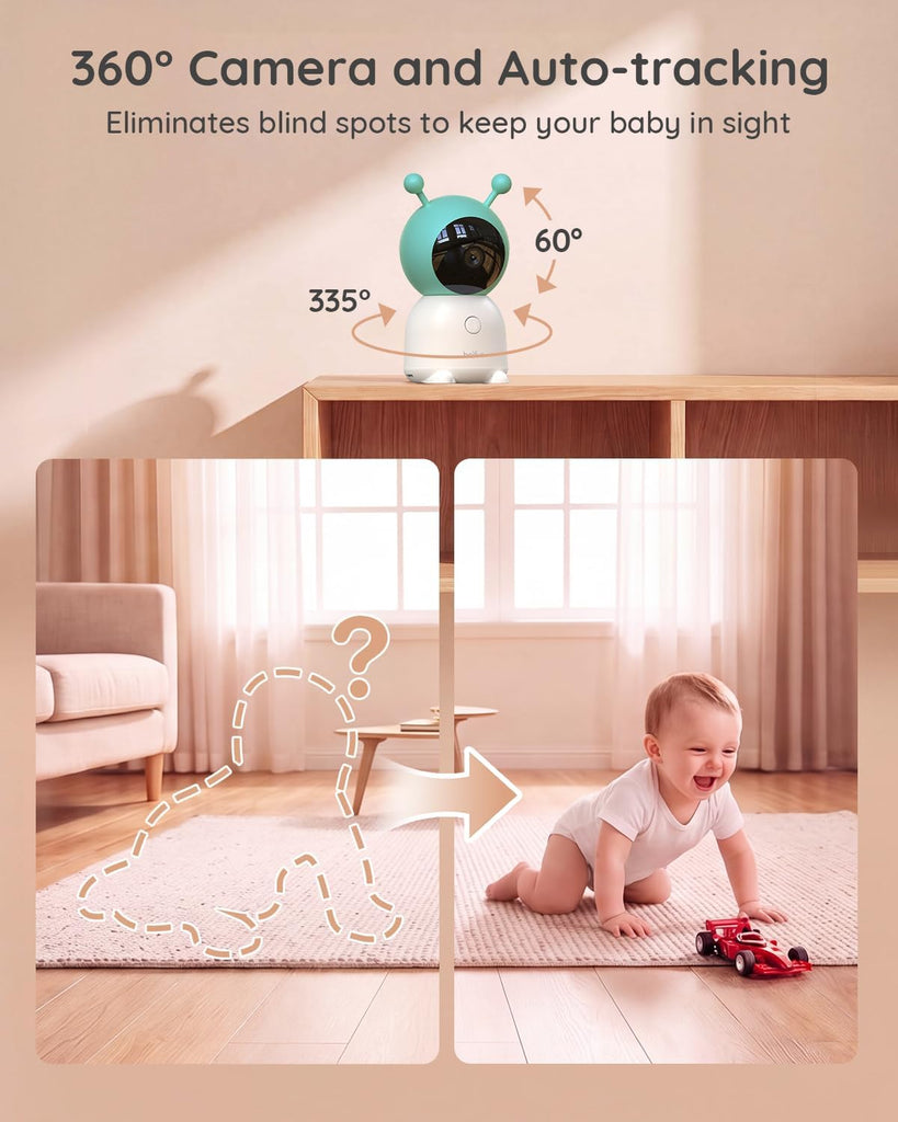 2K WiFi Baby Monitor with Phone App, 5" Screen, Smart Night Light