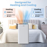 14,000BTU (9,600 BTU SACC) Smart WiFi Portable Air Conditioner with Heater, Powerful Cooling Auto Swing, Dehumidifier
