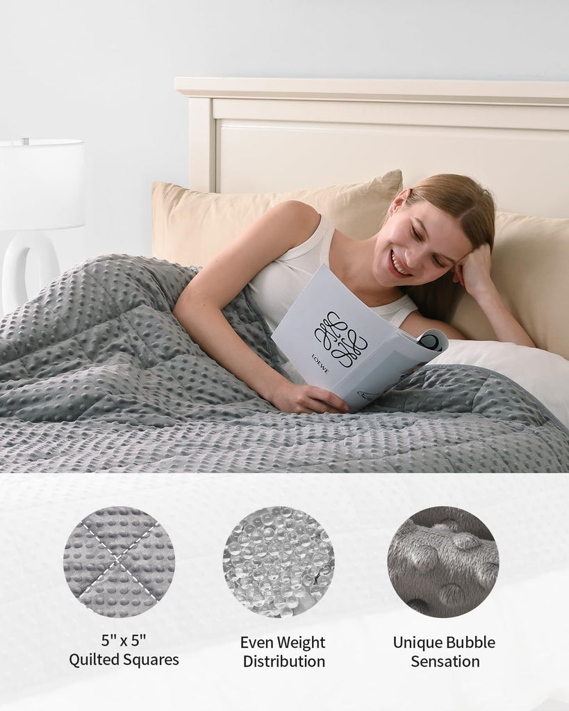 Cooling Weighted Blanket for Adults, Queen Size 15 lbs, 60′′x80′′
