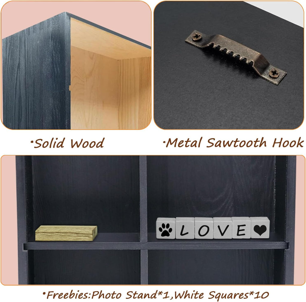 11*14" Solid Wood Pet Memorial Shadow Box Frame with Shelves