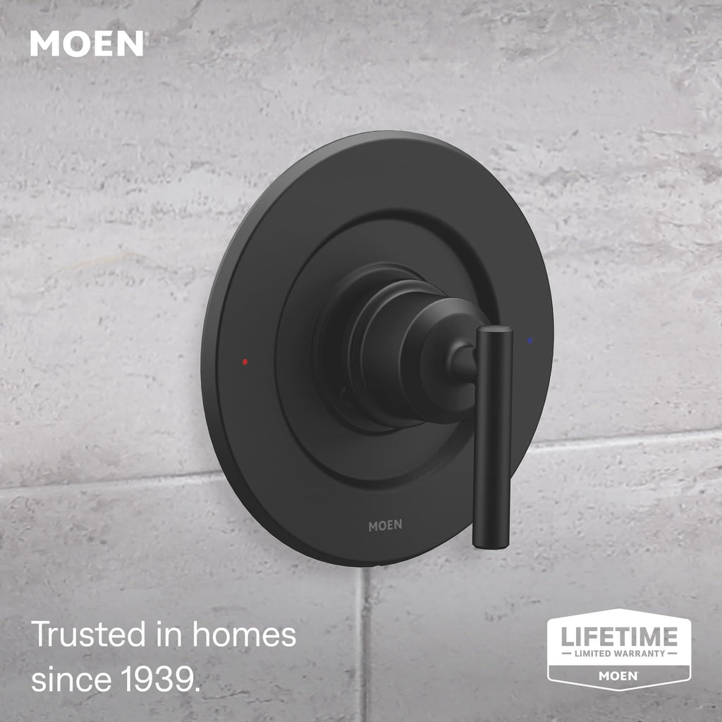 Gibson Matte Black Eco-Performance Modern Shower Trim Featuring Bathroom Showerhead and Lever Handle, Posi-Temp Valve