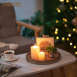 Round Wooden Tray Decor: Decorative Candle Plate Holder Tray for Coffee Table