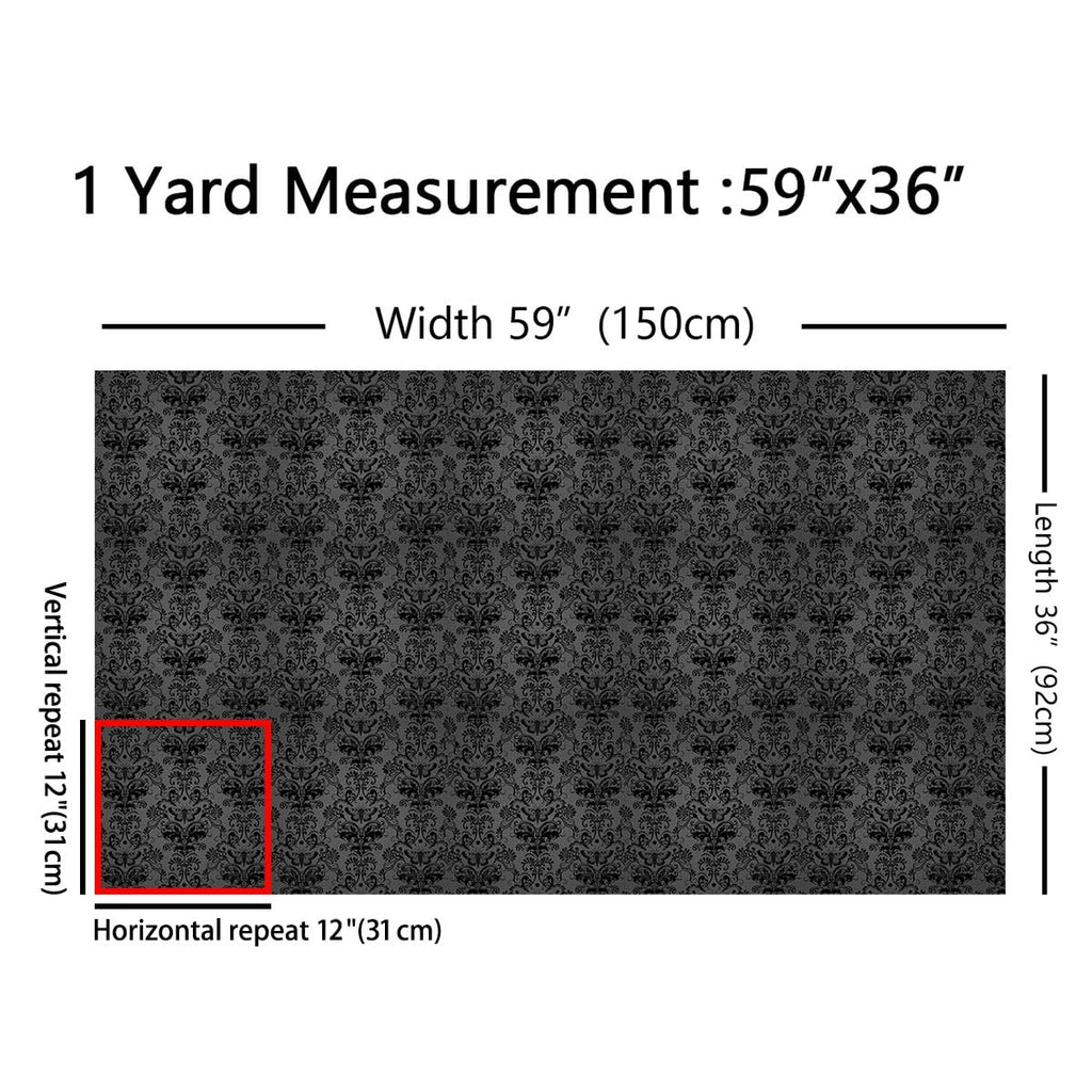 Retro Bohemian Decorative Fabric 2 Yards, Gothic Baroque Damask Fabric By The Yard for Adults Men, Vintage Victorian